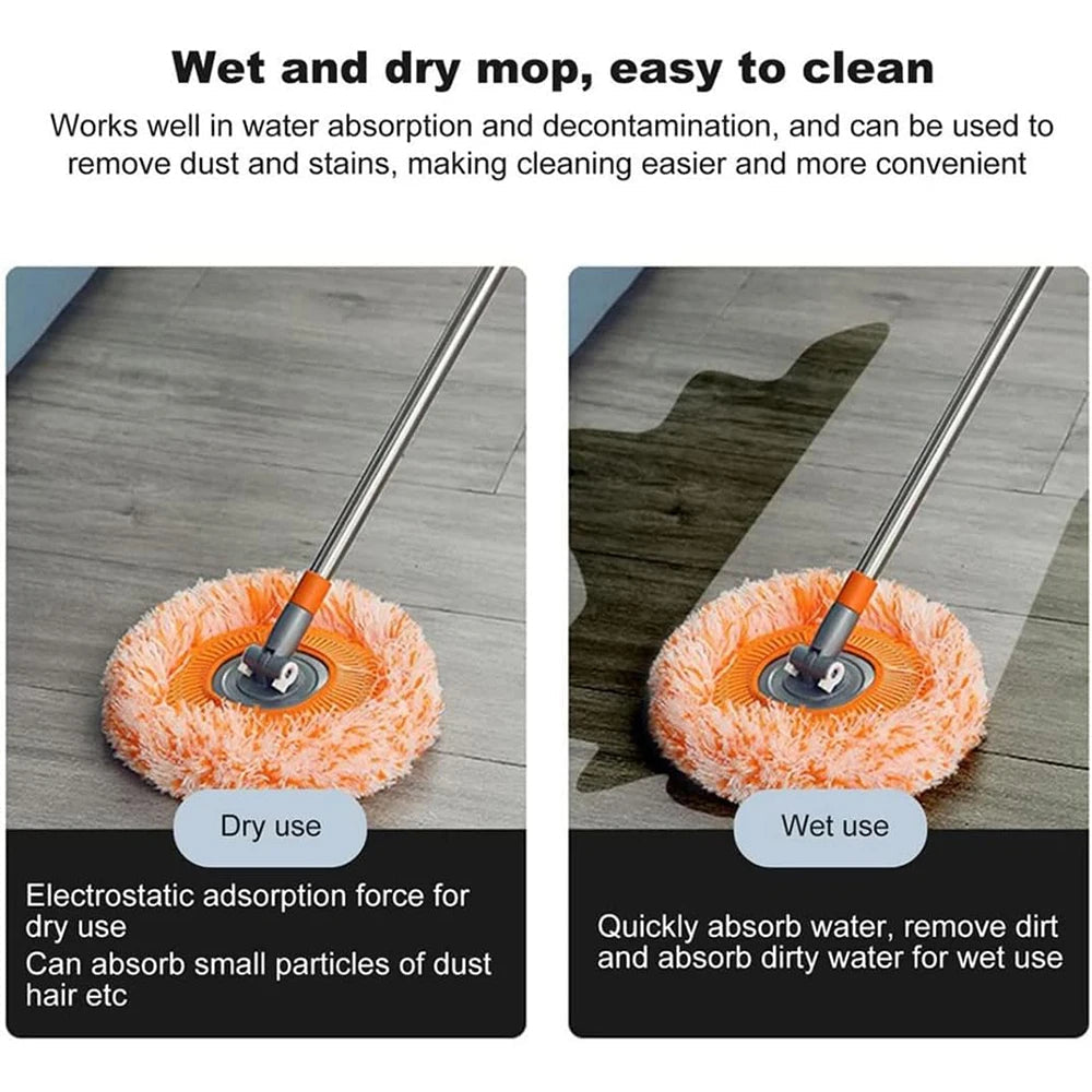 360° Rotating Microfiber Mop – Easy Spin Floor Cleaning Mop for Home & Office