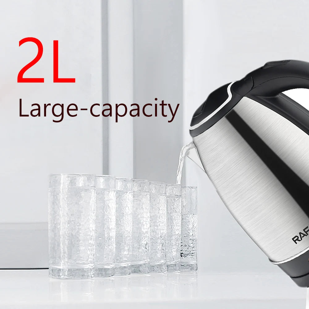 2L Stainless Steel Electric Water Kettle – 2000W Fast Boil Smart Tea & Coffee Maker | Durable Kitchen Water Boiler