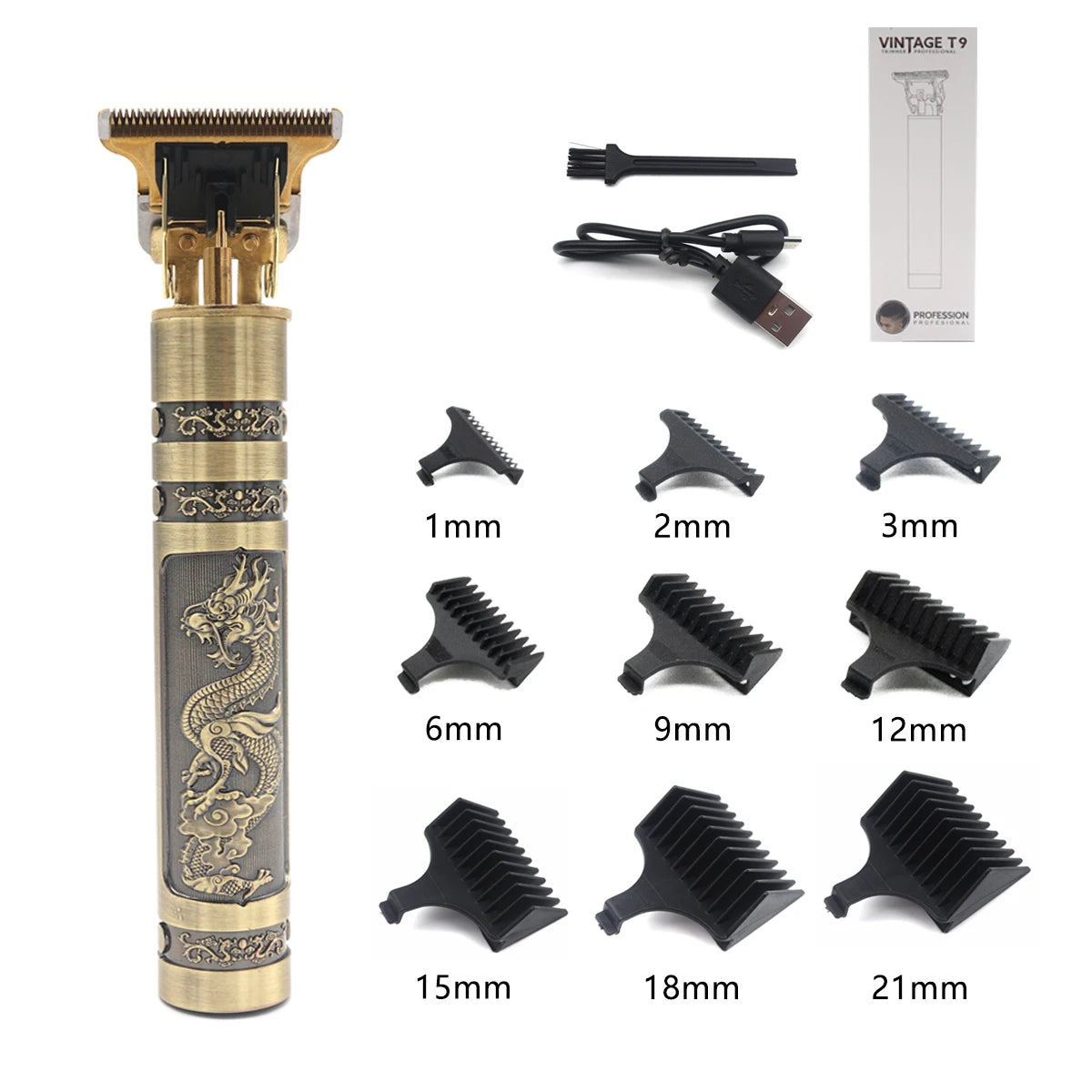 T9 Vintage Hair Trimmer for Men – Professional Rechargeable Shaving & Grooming Machine for Boys & Men