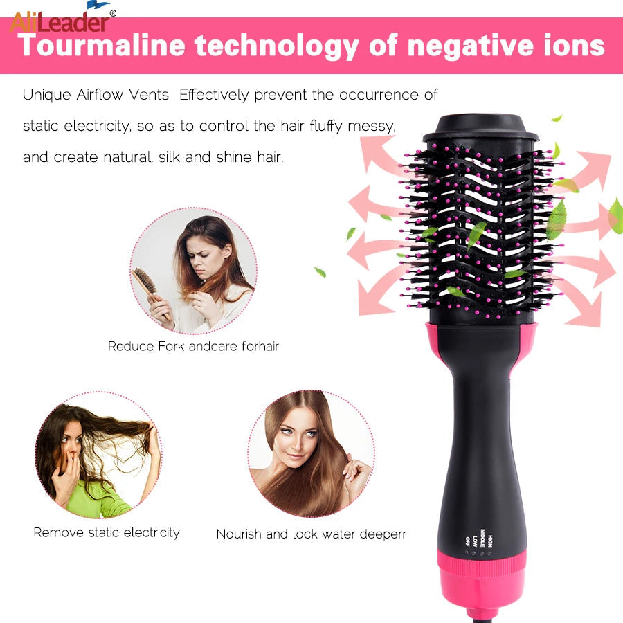 3-in-1 Professional Hot Air Styling Brush — Hair Dryer, Straightener & Volume Booster