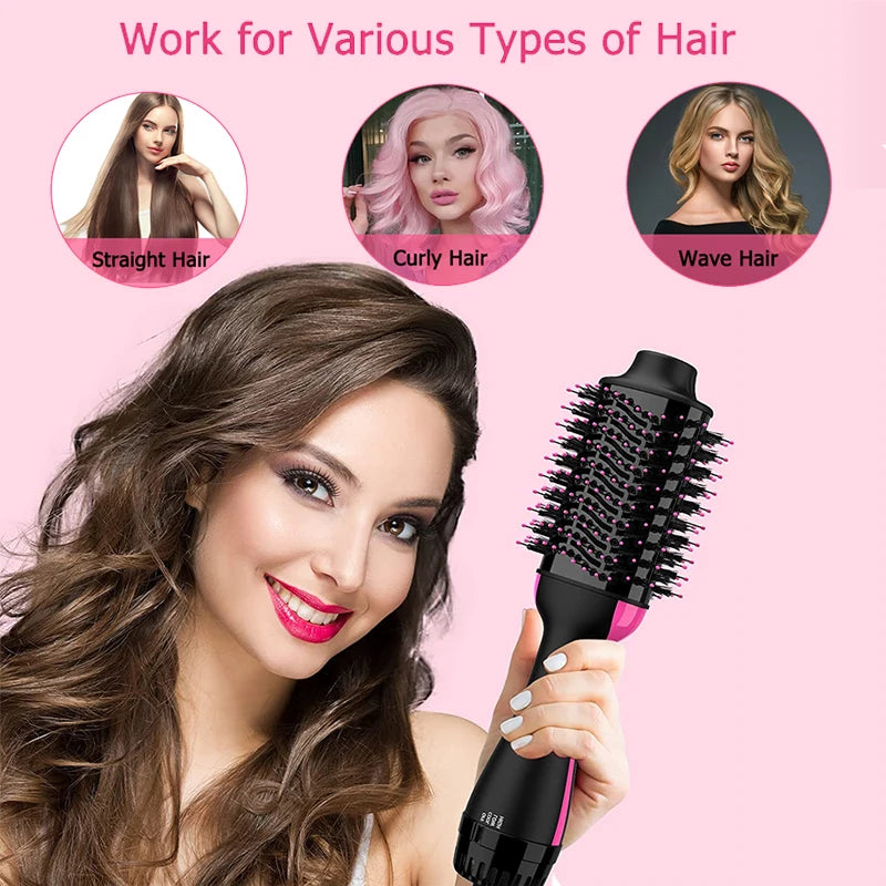 3-in-1 Professional Hot Air Styling Brush — Hair Dryer, Straightener & Volume Booster
