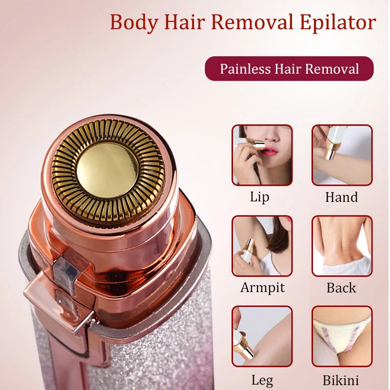 2-in-1 Rechargeable Electric Epilator for Women – Painless Eyebrow, Face & Body Hair Remover | Mini Portable Razor