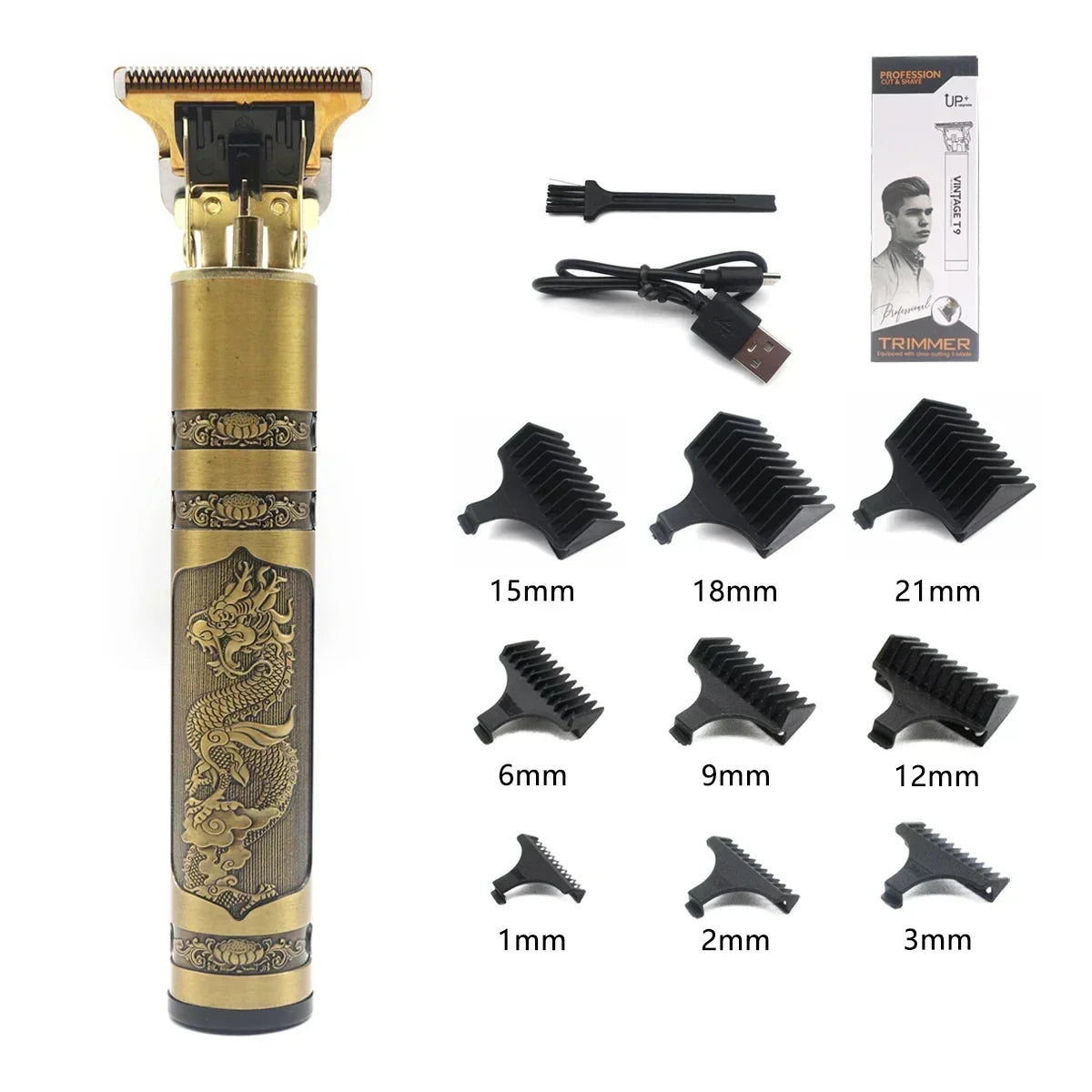 T9 Vintage Hair Trimmer for Men – Professional Rechargeable Shaving & Grooming Machine for Boys & Men