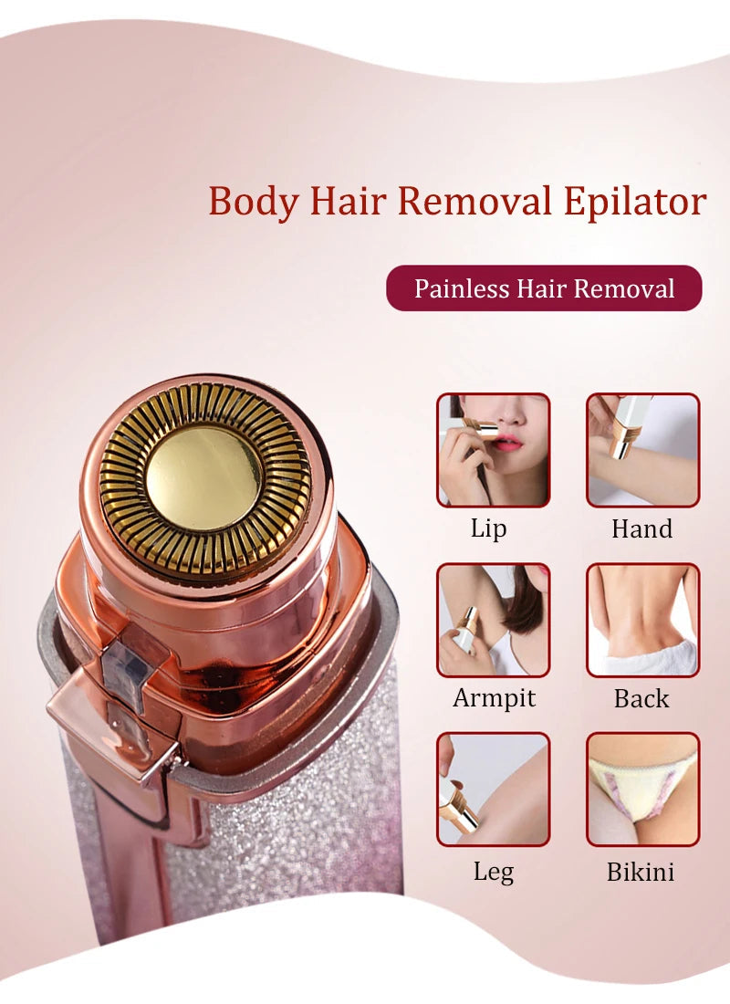 2-in-1 Rechargeable Electric Epilator for Women – Painless Eyebrow, Face & Body Hair Remover | Mini Portable Razor