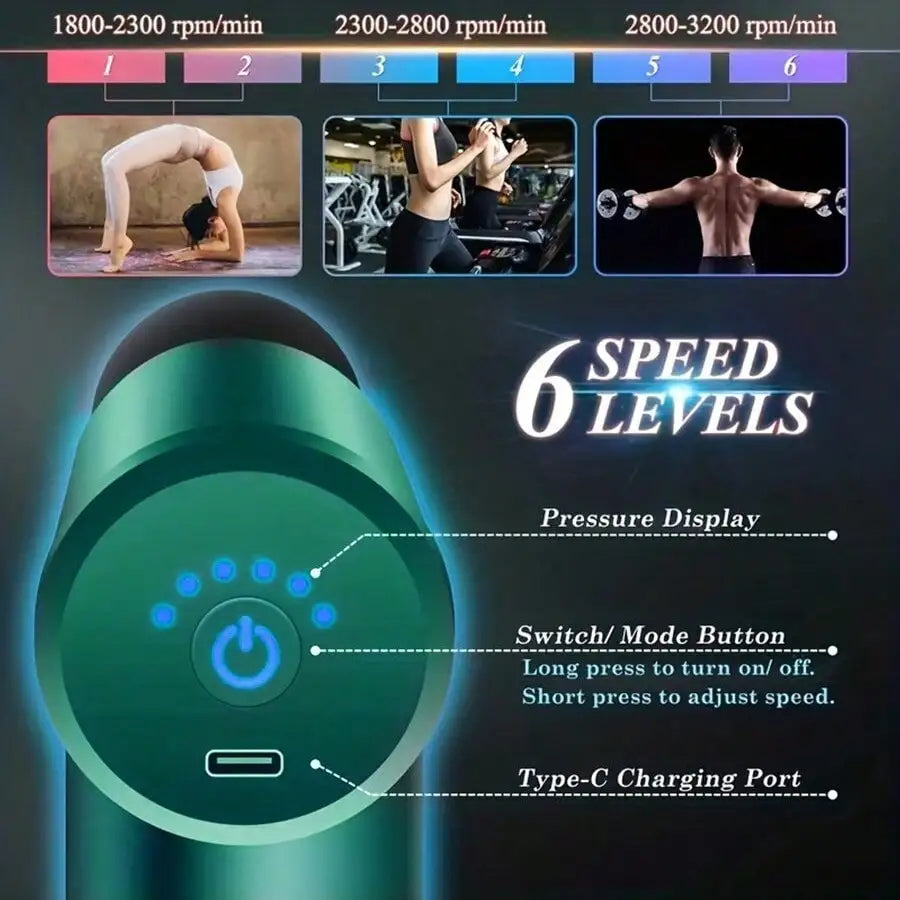 Deep Tissue Massage Gun – Portable Muscle Relaxation Device with Multiple Heads