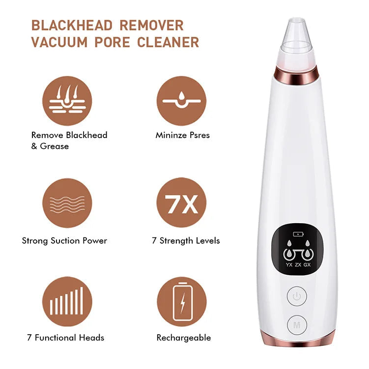 5-in-1 Electric Blackhead Remover Vacuum | Rechargeable Pore Cleaner with Acne Suction & Deep Facial Skin Care Tool