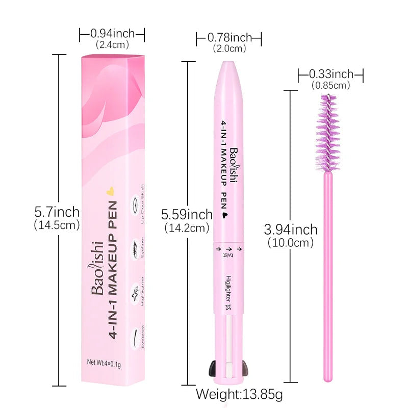 4-in-1 Multi-Function Makeup Pen | Eyeliner, Lip Liner, Eyebrow Pencil & Highlighter Eyeshadow – Compact Travel Beauty Tool