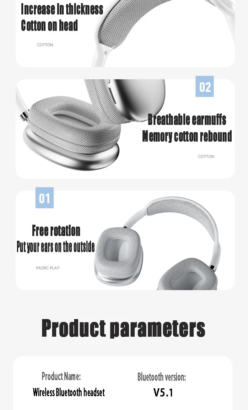P9 Wireless Bluetooth Headphones – Deep Bass Stereo Sound with Long Battery Life
