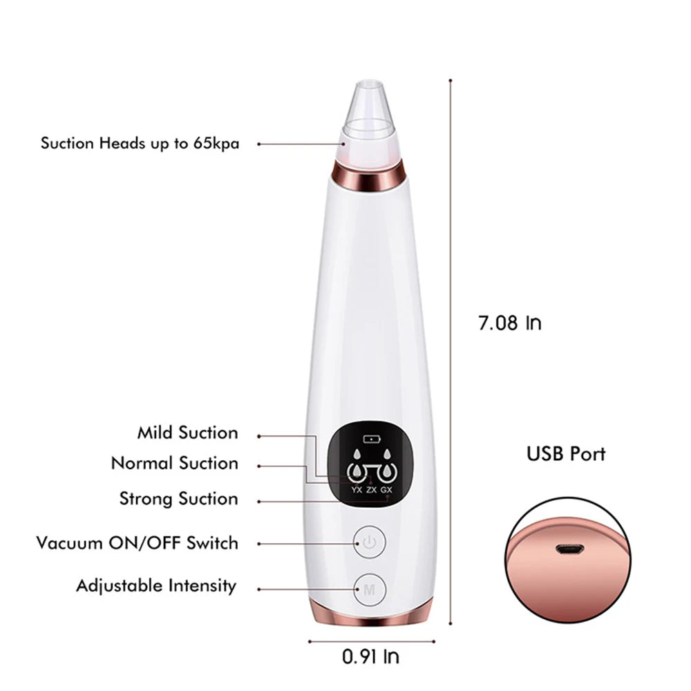 5-in-1 Electric Blackhead Remover Vacuum | Rechargeable Pore Cleaner with Acne Suction & Deep Facial Skin Care Tool