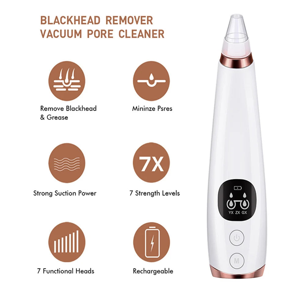5-in-1 Electric Blackhead Remover Vacuum | Rechargeable Pore Cleaner with Acne Suction & Deep Facial Skin Care Tool