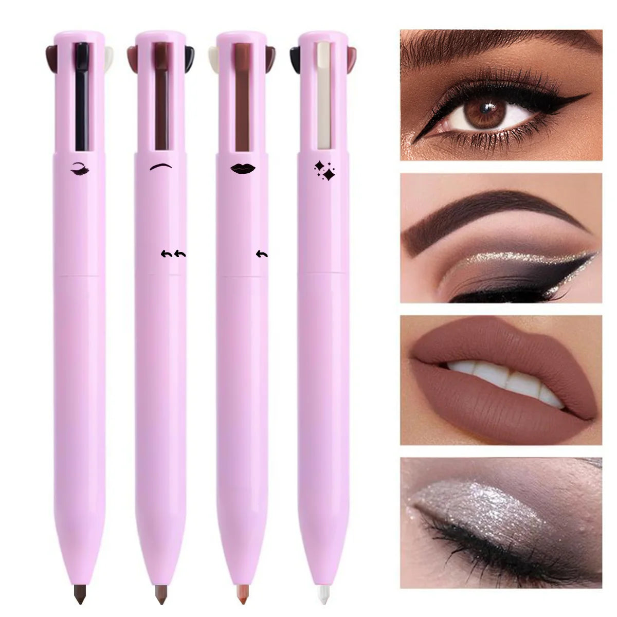 4-in-1 Multi-Function Makeup Pen | Eyeliner, Lip Liner, Eyebrow Pencil & Highlighter Eyeshadow – Compact Travel Beauty Tool