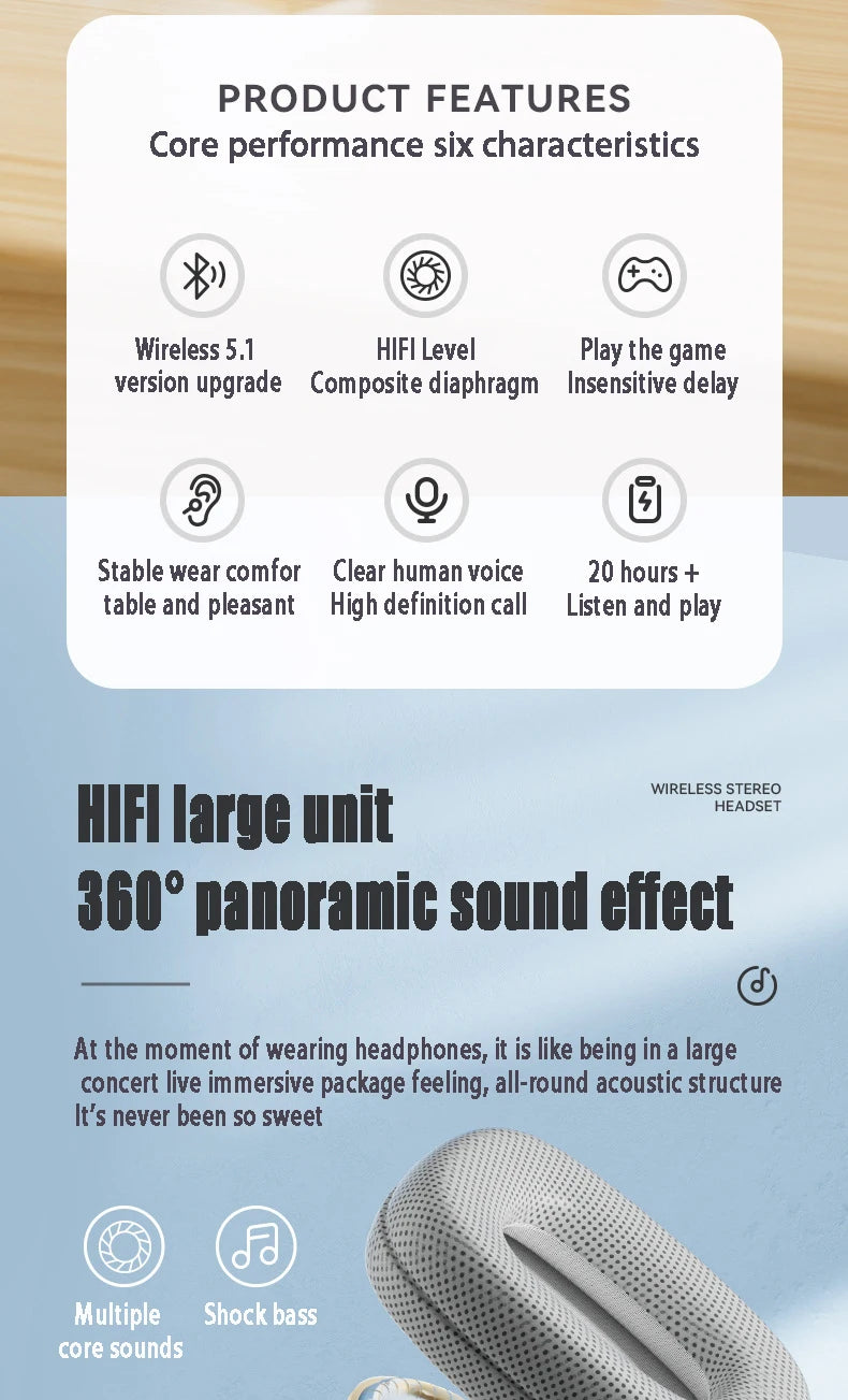 P9 Wireless Bluetooth Headphones – Deep Bass Stereo Sound with Long Battery Life