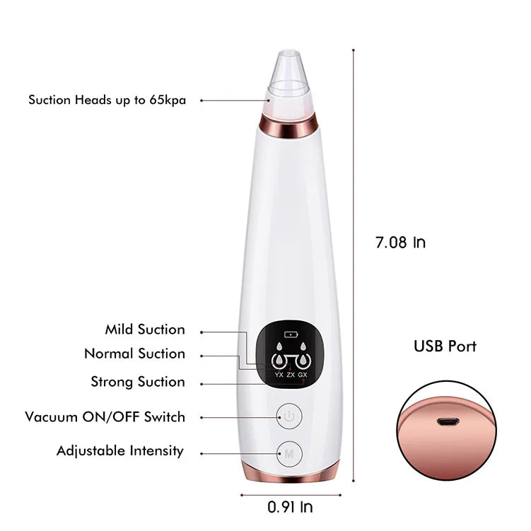 5-in-1 Electric Blackhead Remover Vacuum | Rechargeable Pore Cleaner with Acne Suction & Deep Facial Skin Care Tool