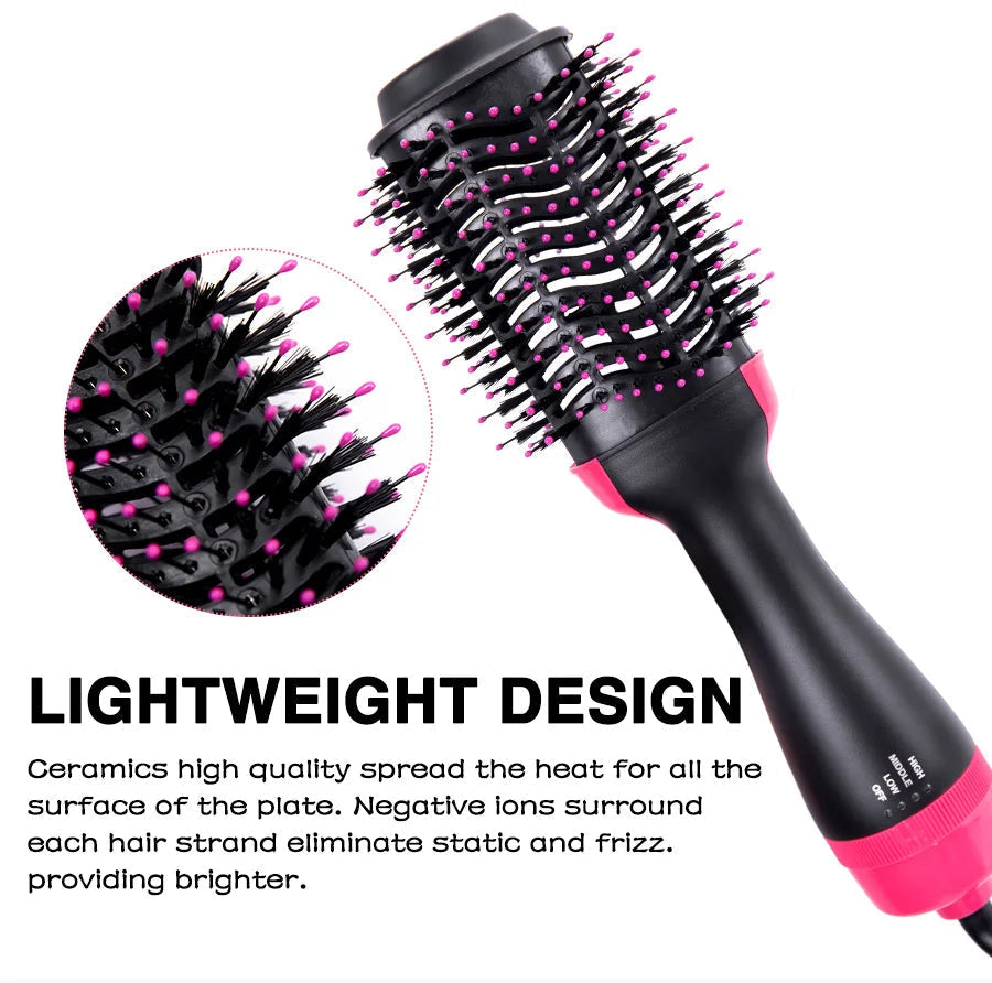 3-in-1 Professional Hot Air Styling Brush — Hair Dryer, Straightener & Volume Booster