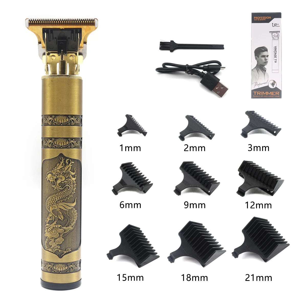 T9 Vintage Hair Trimmer for Men – Professional Rechargeable Shaving & Grooming Machine for Boys & Men