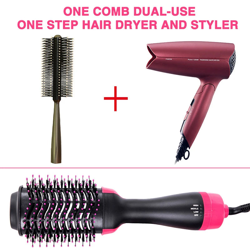 3-in-1 Professional Hot Air Styling Brush — Hair Dryer, Straightener & Volume Booster