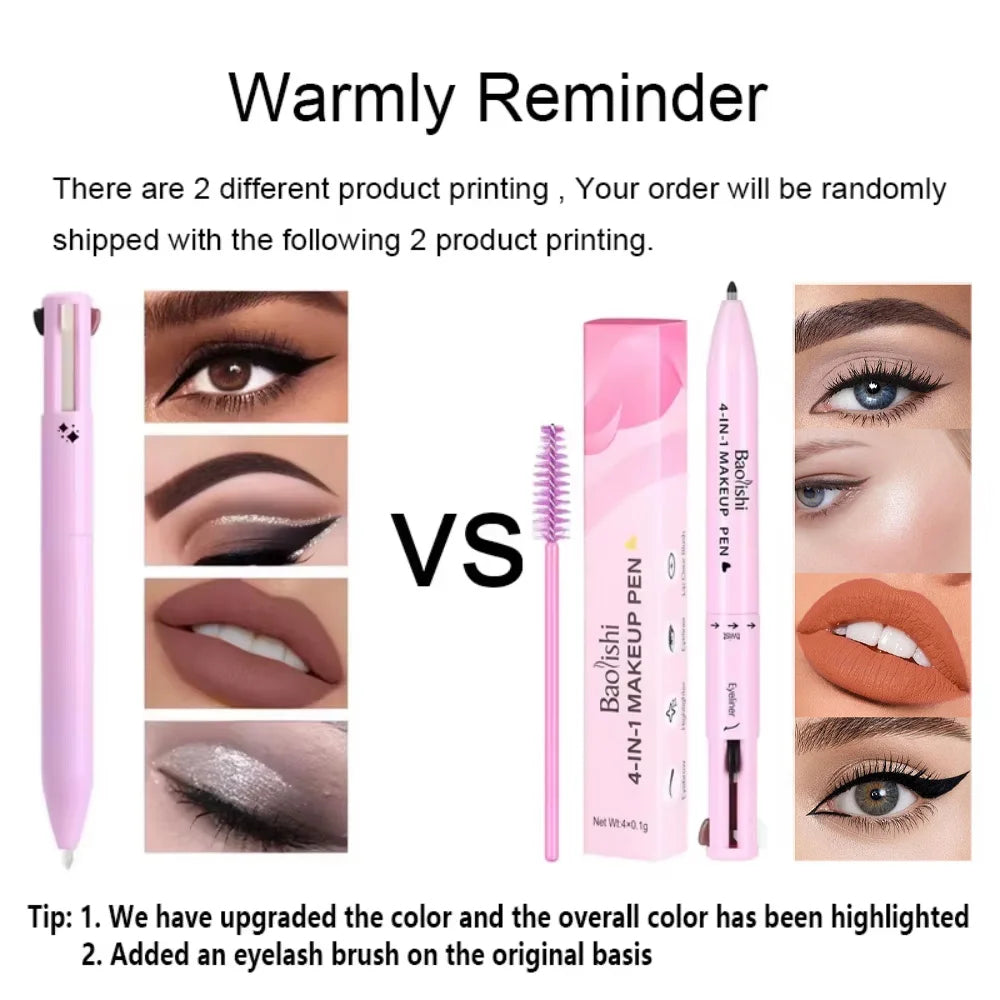 4-in-1 Multi-Function Makeup Pen | Eyeliner, Lip Liner, Eyebrow Pencil & Highlighter Eyeshadow – Compact Travel Beauty Tool